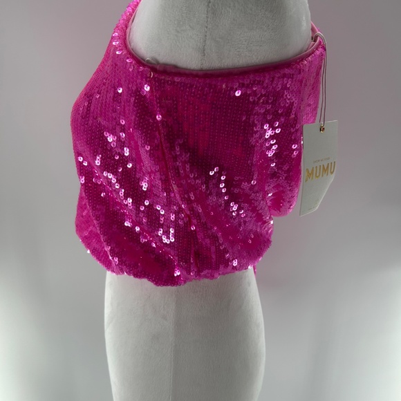 Sexy Hot Pink Sequin MUMU SZ SM Top Girls Night Out Clubbing Party - Picture 8 of 11